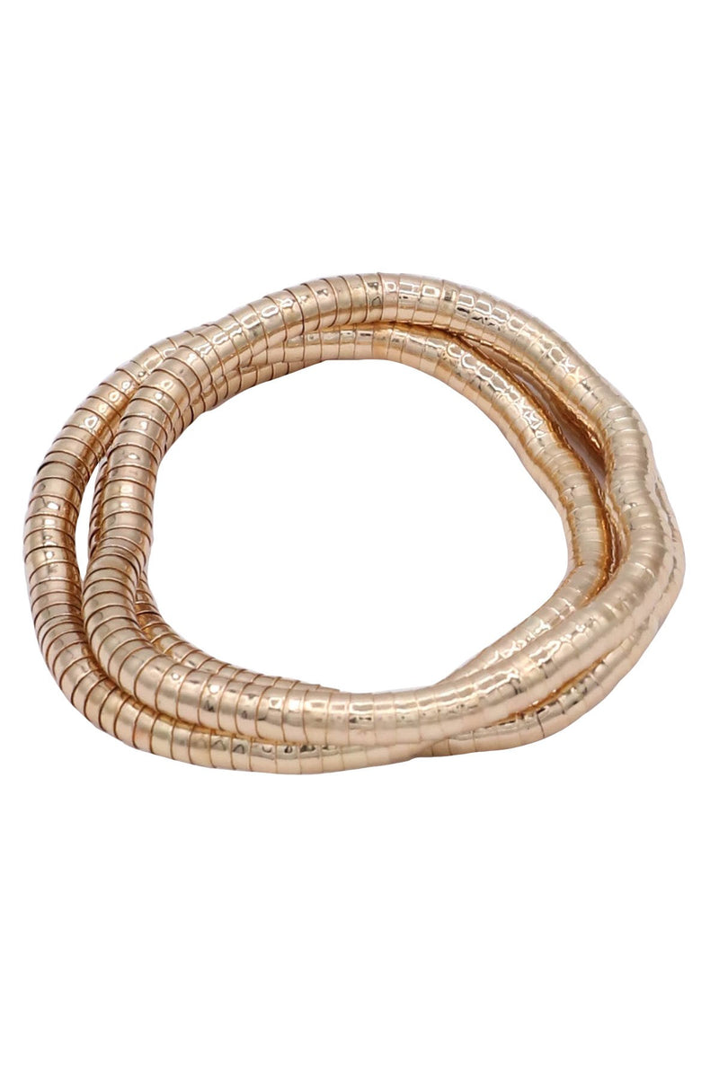 Metal Gold Coil Stretch Bracelet Set