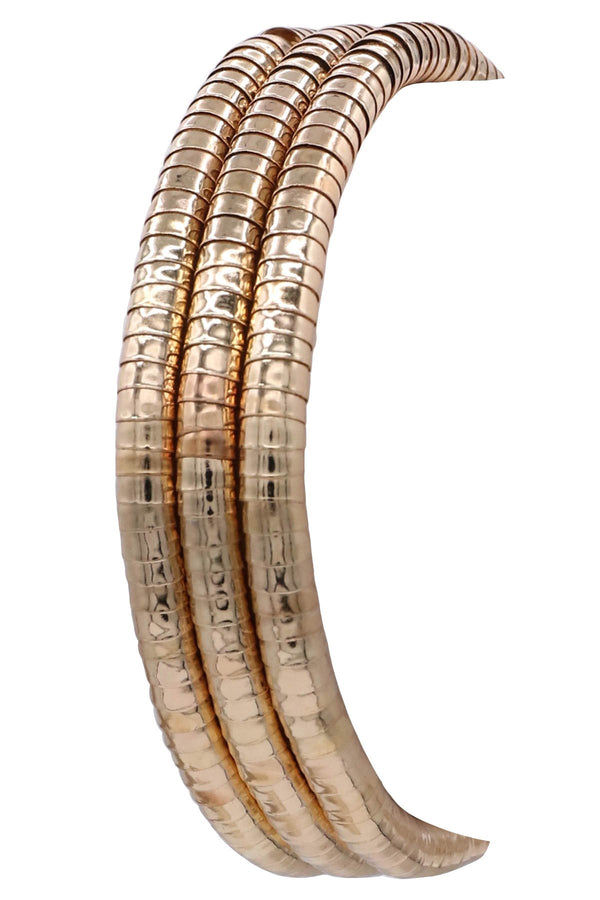 Metal Gold Coil Stretch Bracelet Set