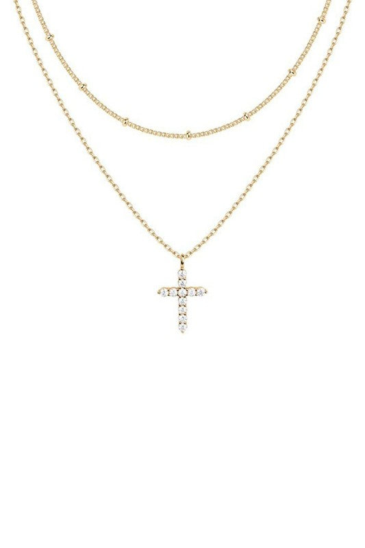 Cross 18k Gold Plated Non-tarnish Stainless Steel Necklace