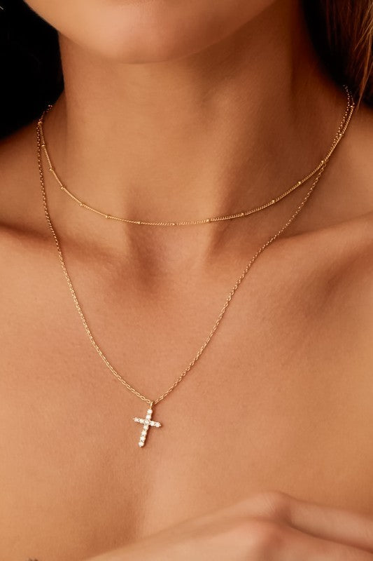 Cross 18k Gold Plated Non-tarnish Stainless Steel Necklace