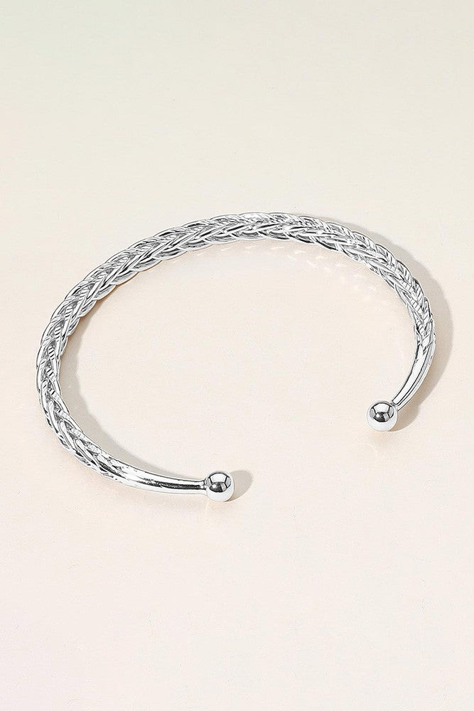 Silver Braided Cuff Bracelet