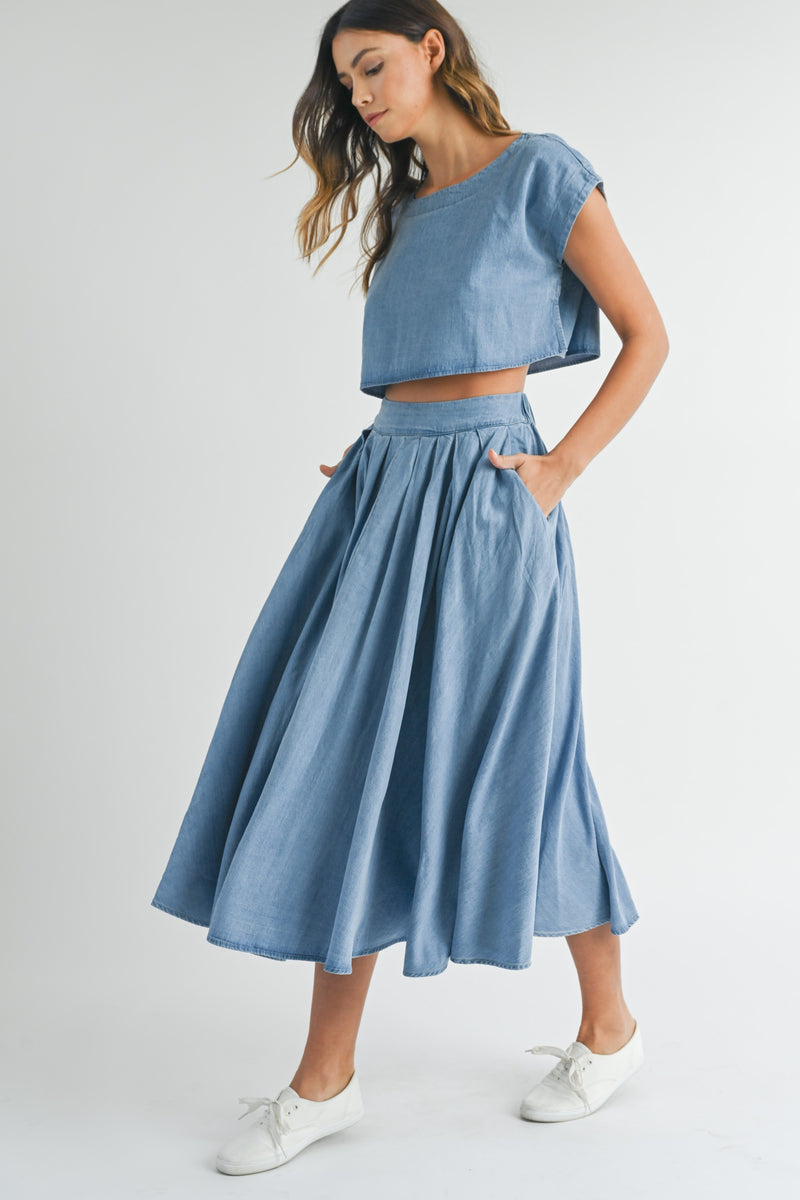 Mable I'm Choosing Happiness Denim Skirt