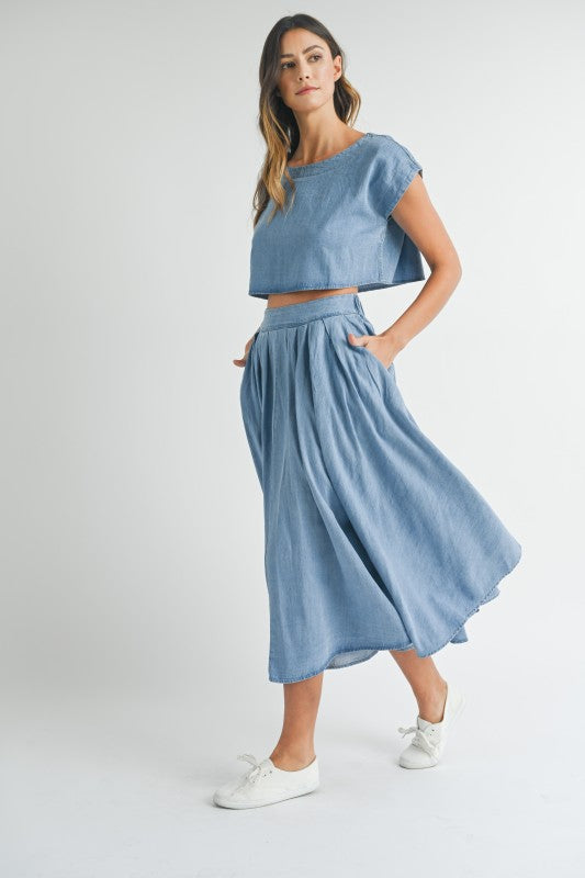 Mable I'm Choosing Happiness Denim Top