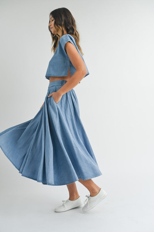 Mable I'm Choosing Happiness Denim Skirt