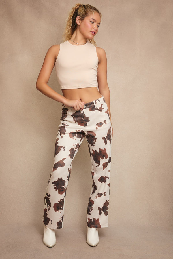 Le Lis Animal Print Low Waist Long Pants