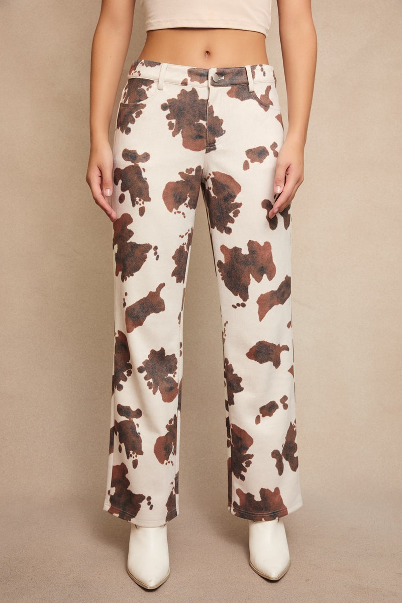 Le Lis Animal Print Low Waist Long Pants