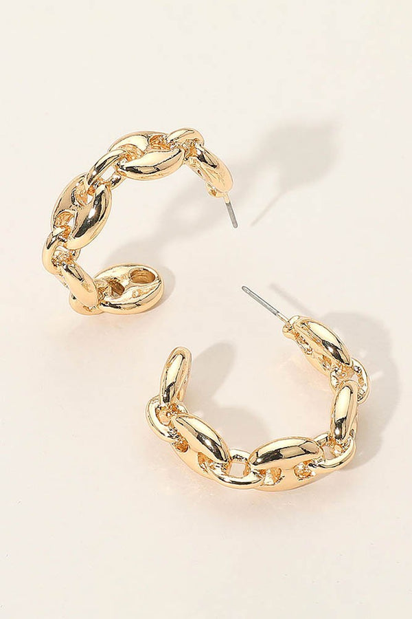 Metal Mariner Gold Link Hoop Earrings