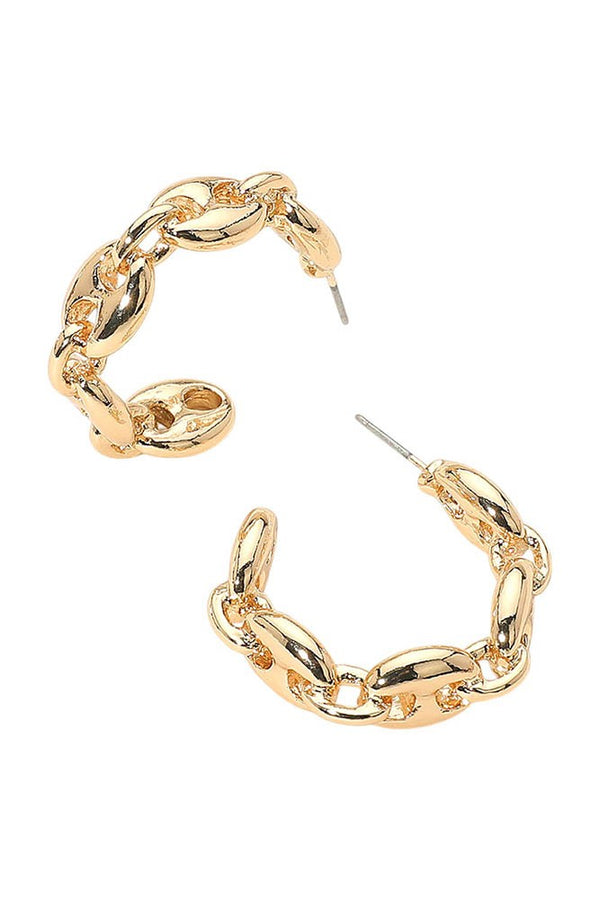 Metal Mariner Gold Link Hoop Earrings