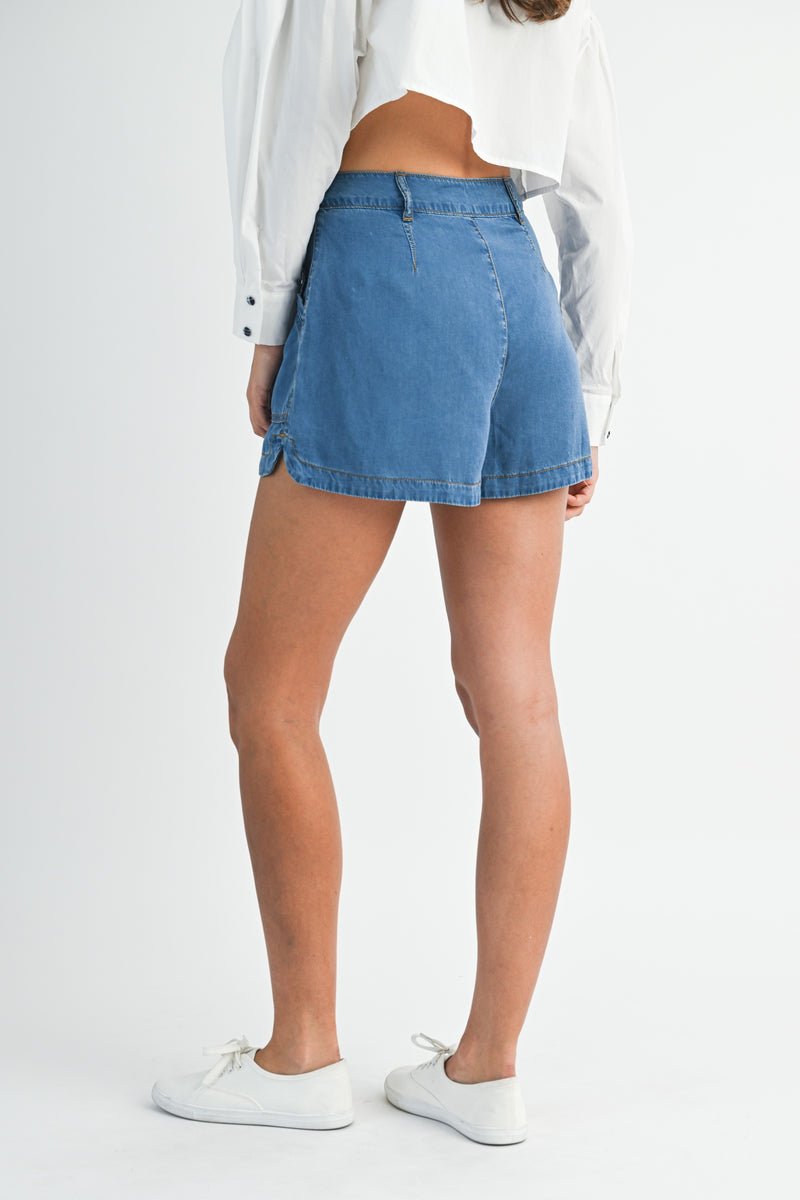 Mable Gone Country Scallop Detail Denim Shorts