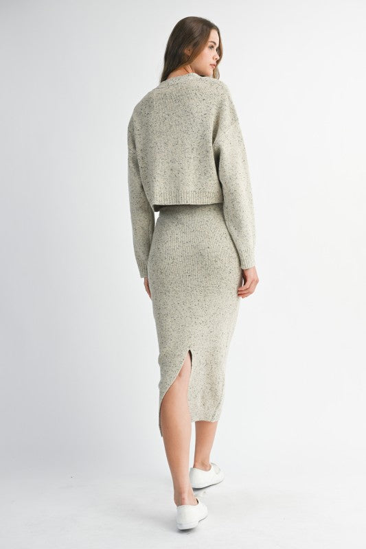Mable Better Believe It Taupe Long Sleeve V Neck Knit Crop Cardigan