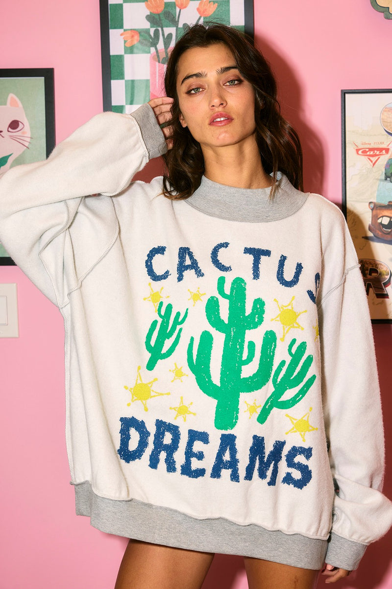 Bucketlist 'Cactus, Dreams' Graphic Reversible Sweatshirt