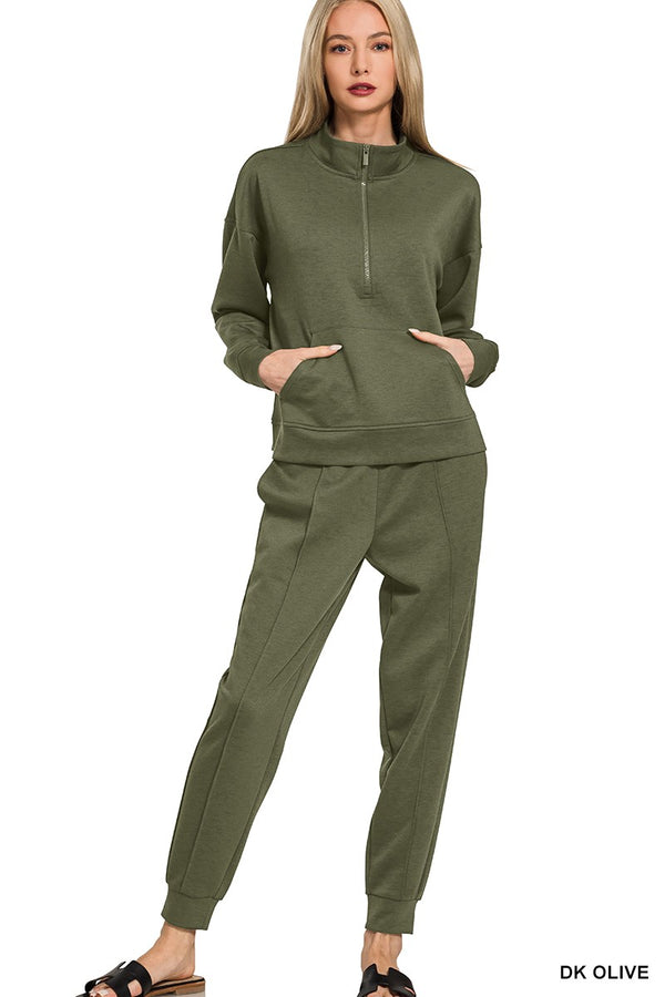 Easy Does It Dark Olive Scuba Jogger Pants