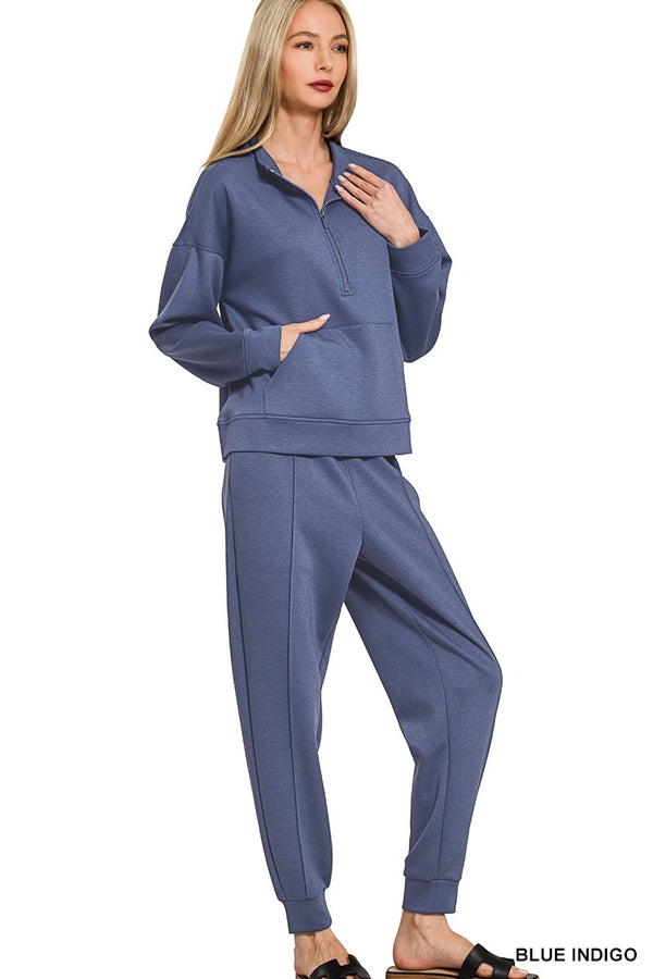 Easy Does It Blue Indigo Scuba Jogger Pants