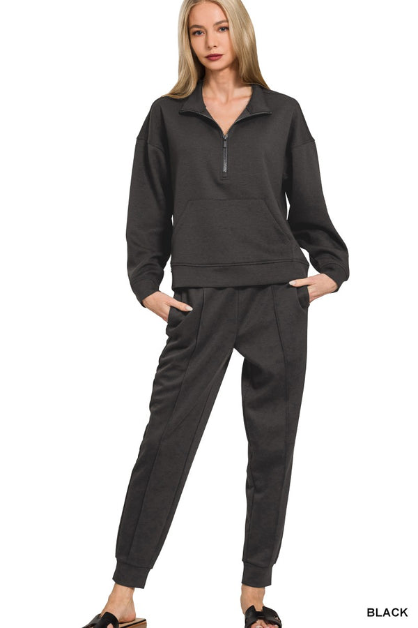 Easy Does It Black Scuba Jogger Pants