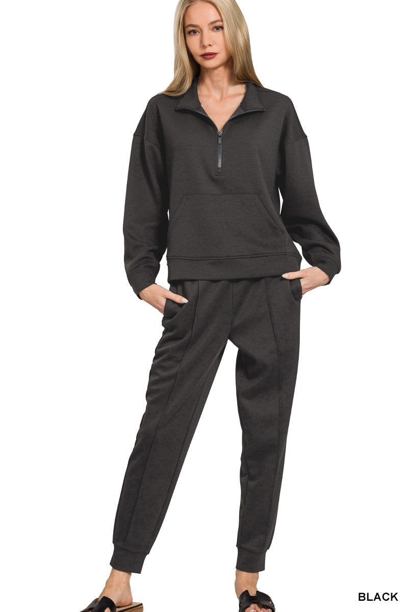 Easy Does It Black Scuba Jogger Pants