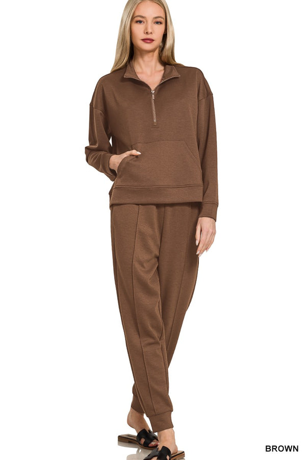 Easy Does It Brown Scuba Jogger Pants