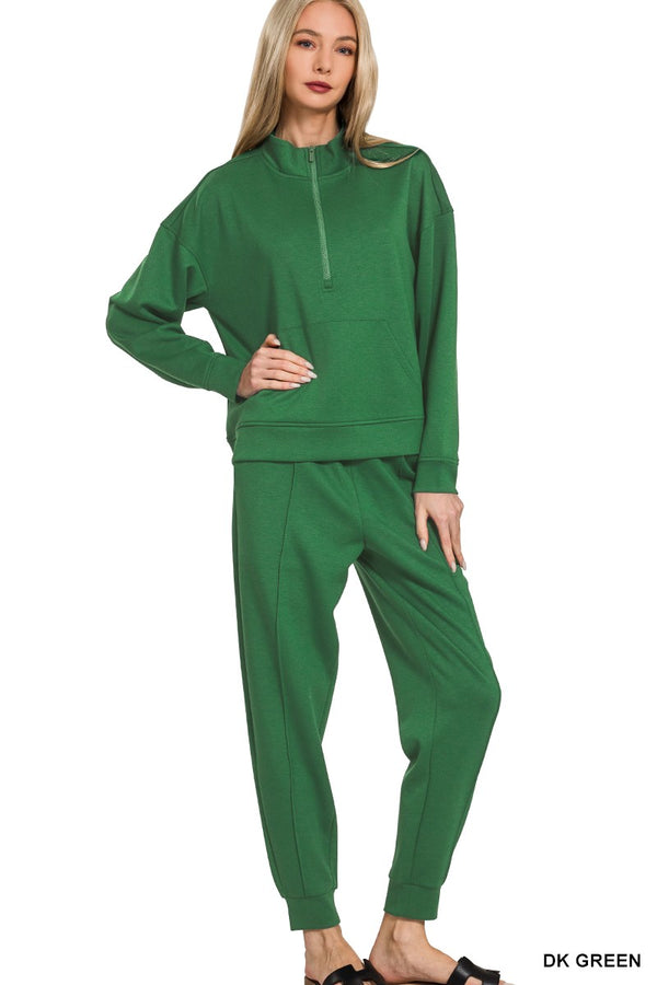 Easy Does It Dark Green Scuba Jogger Pants