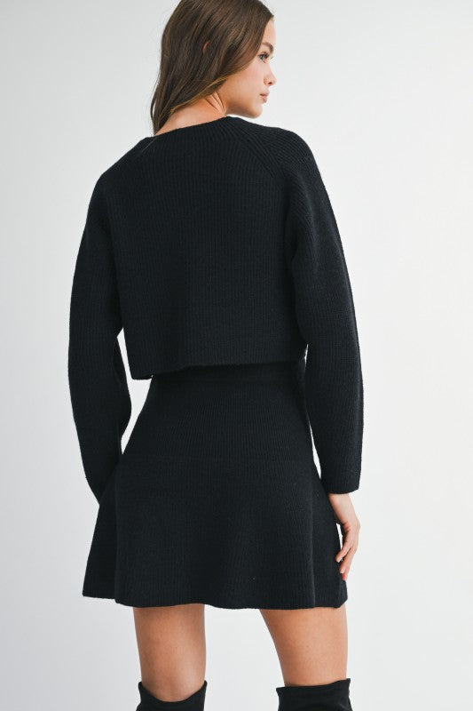 Mable Sleek Chic Black Ribbed Sweater Skirt