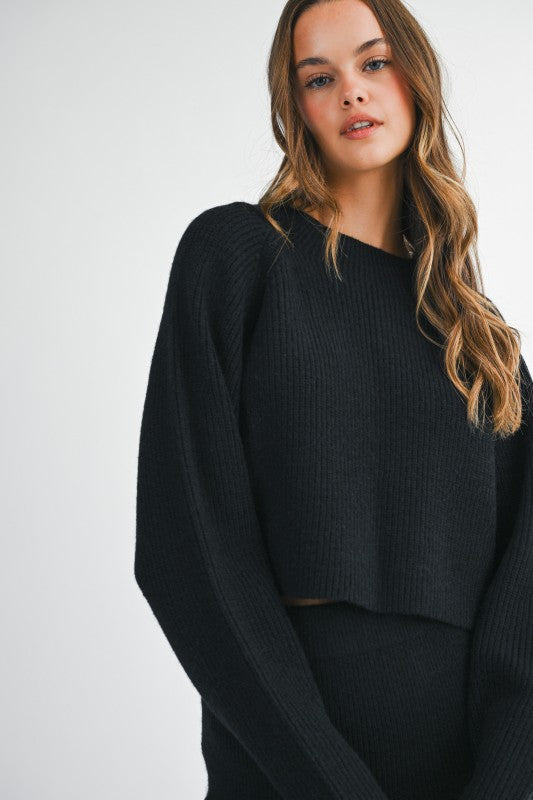 Mable Sleek Chic Black Ribbed Sweater Skirt