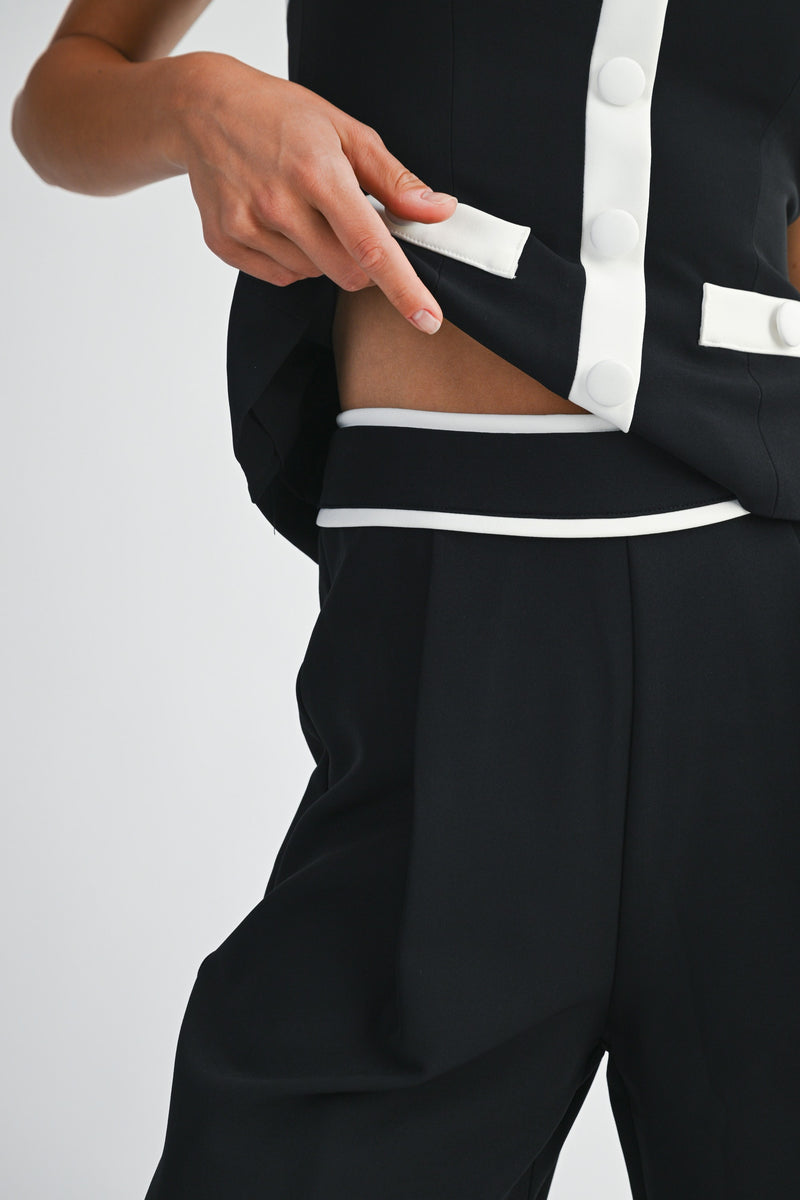 Mable Contrast Detail Pepum Top