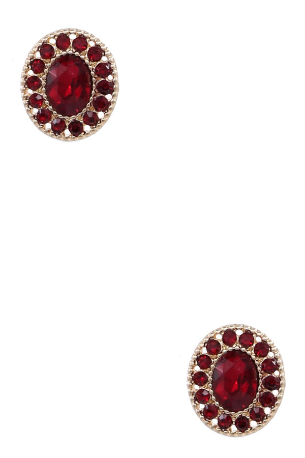 PINK FRIDAY Metal Rhinestone Oval Stud Earrings