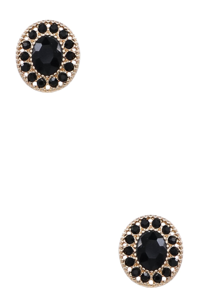 PINK FRIDAY Metal Rhinestone Oval Stud Earrings