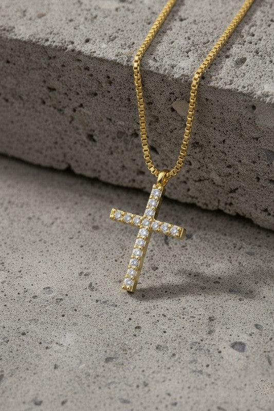Waterproof Cross Pendant Box Chain Necklace