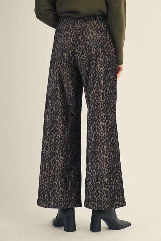 Running Errands Wide Leg Leopard Pants