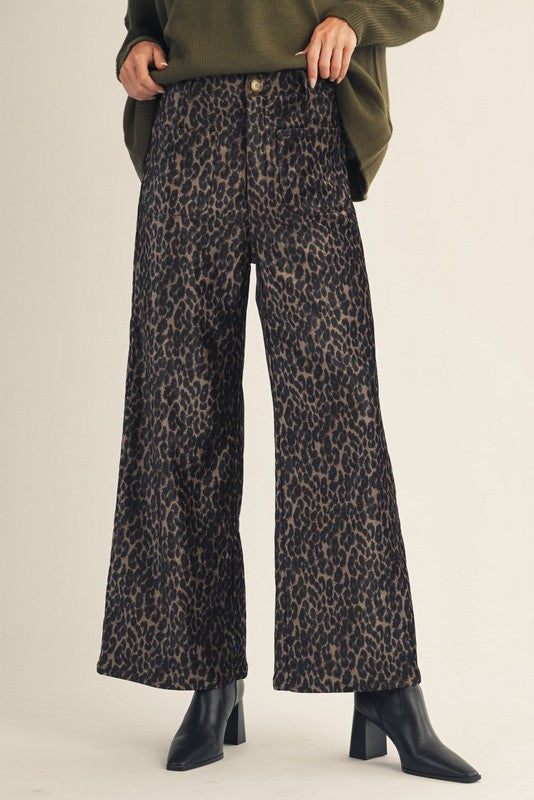 Running Errands Wide Leg Leopard Pants