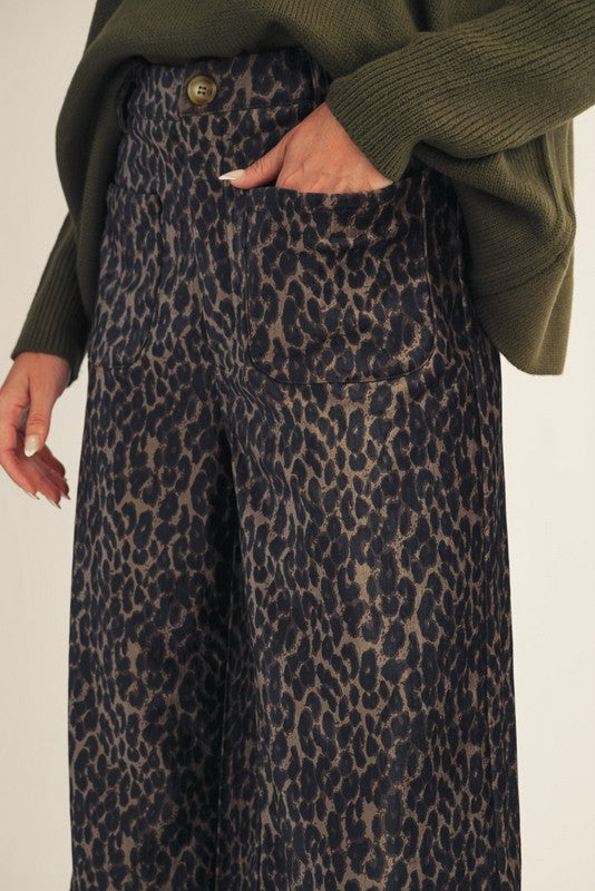 Running Errands Wide Leg Leopard Pants