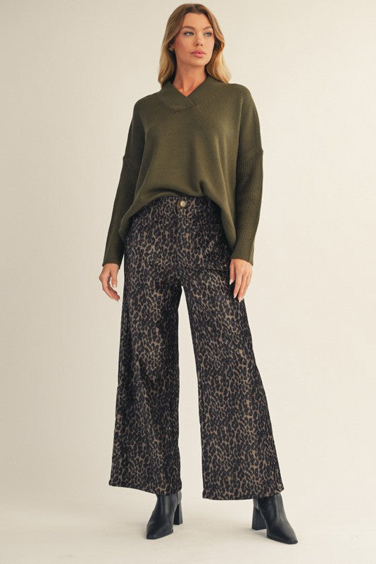 Running Errands Wide Leg Leopard Pants