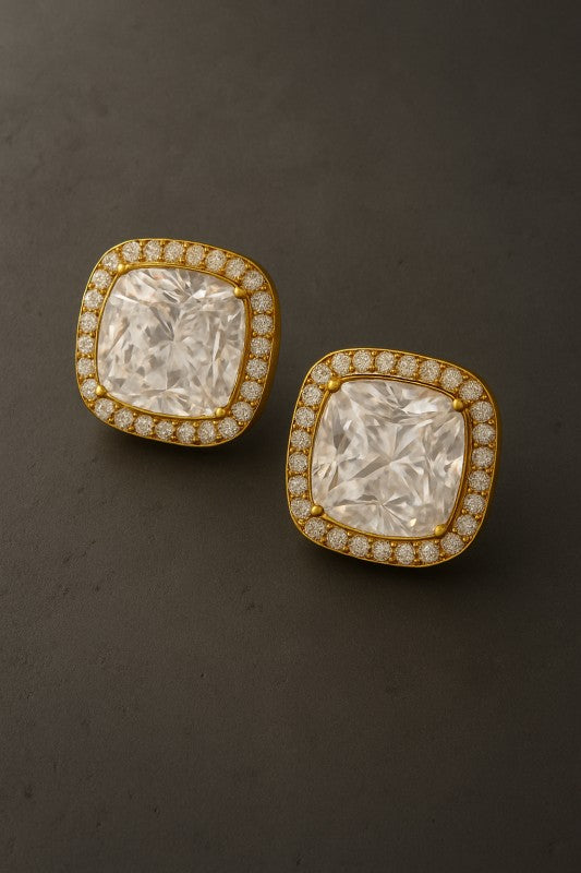 PINK FRIDAY Aaa Plus Cz Brass Setting Stud Earrings
