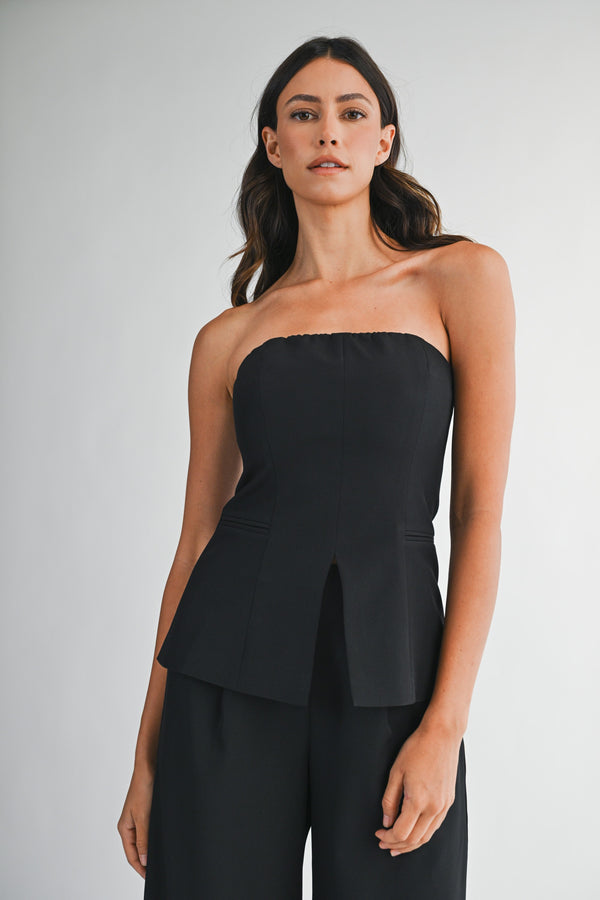 Mable Black Strapless Tailored Tube Top