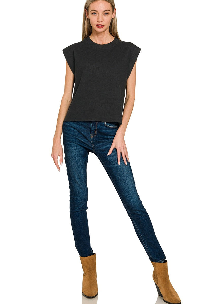 Black Viscose Sweater Vest