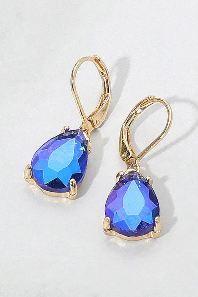 Teardrop Royal Blue Stone Drop Dangle Earrings