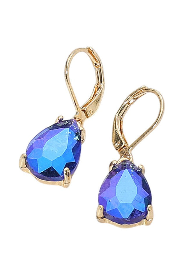 Teardrop Royal Blue Stone Drop Dangle Earrings
