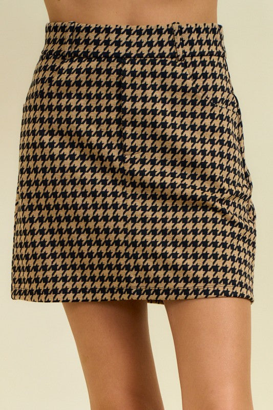 Houndstooth Jacquard Mini Skirt