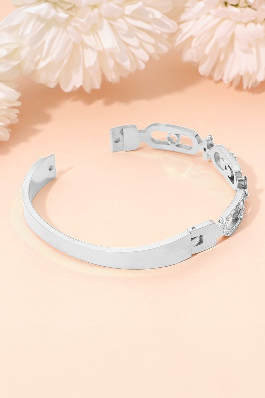 Silver Geometric Clover Motif Bracelet