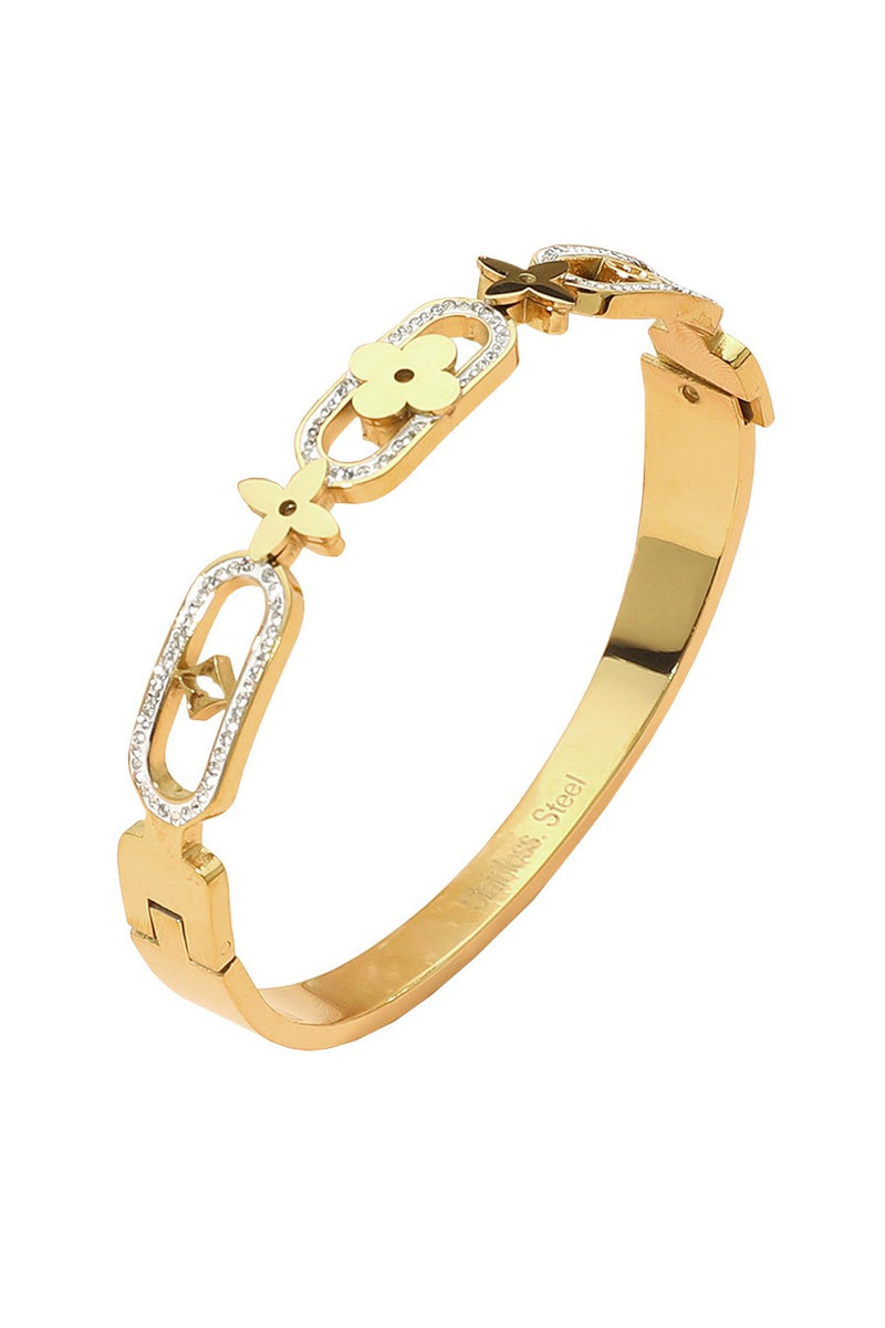 Gold Geometric Clover Motif Bracelet