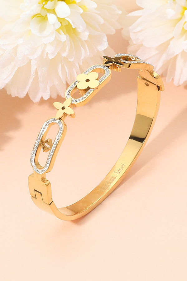 Gold Geometric Clover Motif Bracelet