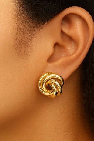 14k Gold Dipped Love Knot Stud Earrings
