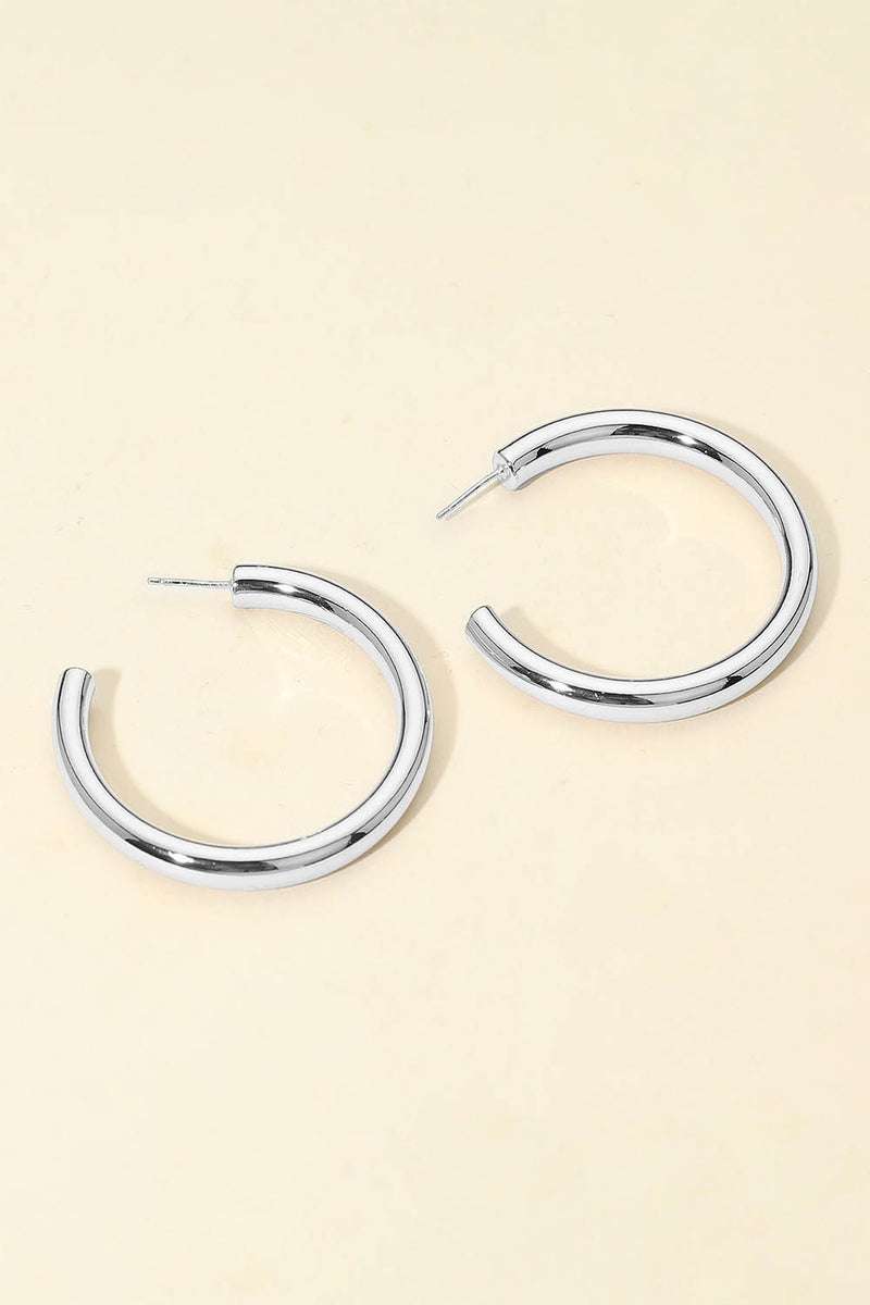 White Gold Dipped Chunky Open Hoop Earrings