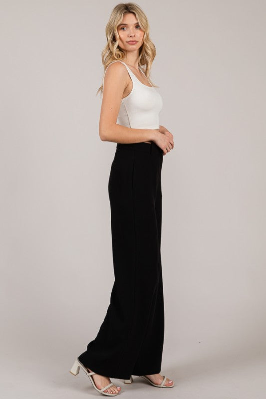 PINK FRIDAY Black Twill Wide Straight Leg Pants