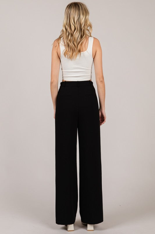 PINK FRIDAY Black Twill Wide Straight Leg Pants