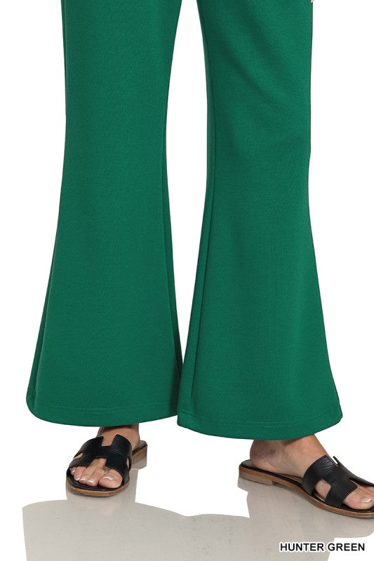 PINK FRIDAY SET Hunter Green Scuba Curbed Hem Top & Pants Set