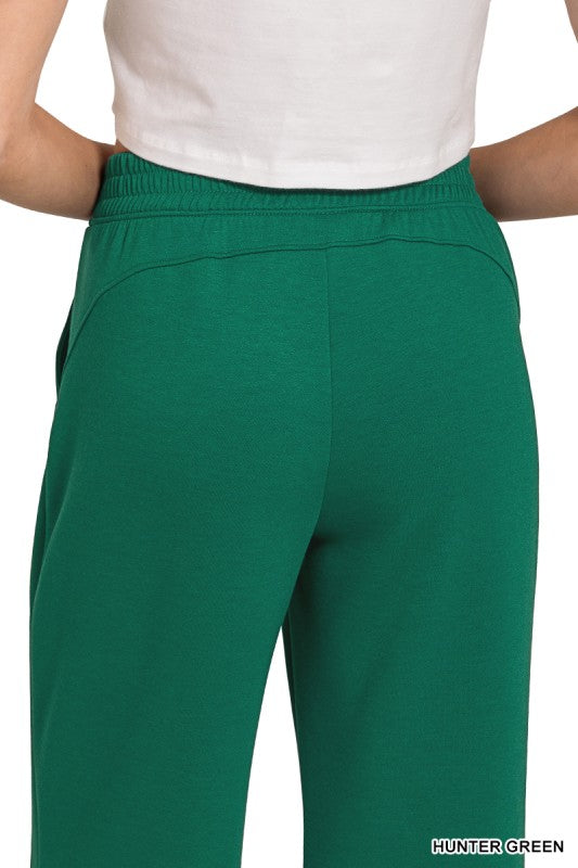 PINK FRIDAY SET Hunter Green Scuba Curbed Hem Top & Pants Set