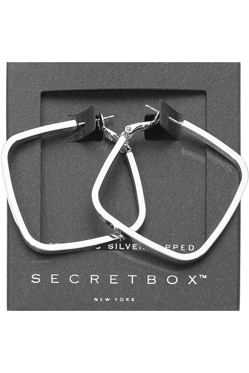 Secret Box Sterling Silver Square Hoop Earrings