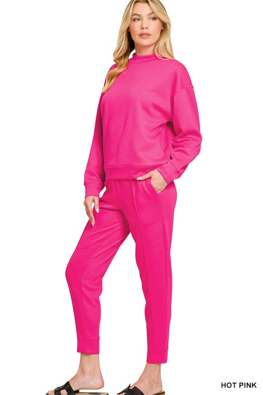 Scuba Mock Hot Pink Top