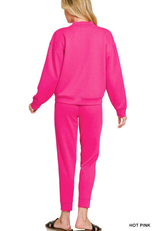 Scuba Mock Hot Pink Top