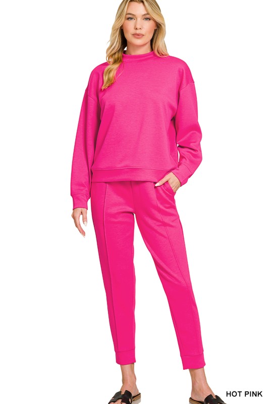 Scuba Mock Hot Pink Top